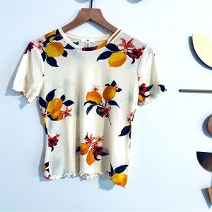 BP Lemon Print Short Sleeve Blouse